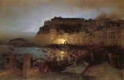 Oswald achenbach Fireworks in Naples oil on canvas
